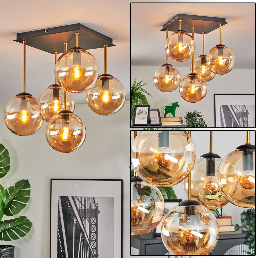 Gastor Lampa sufitowa, Kula świetlna Złoty, Czarny, 5-punktowe main product photo