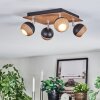 Haldor Lampa sufitowa, Spot sufitowy Chrom, Wygląd drewna, Czarny, 4-punktowe