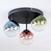 Chehalis lampa sufitowa, kula świetlna 30 cm niebeieski, zielony, przezroczysty, miedziany, 3-punktowe
