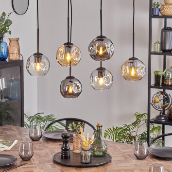 Ripoll lampa wisząca, kula świetlna, lampa wisząca bursztynowy, przezroczysty, przydymiony, 6-punktowe