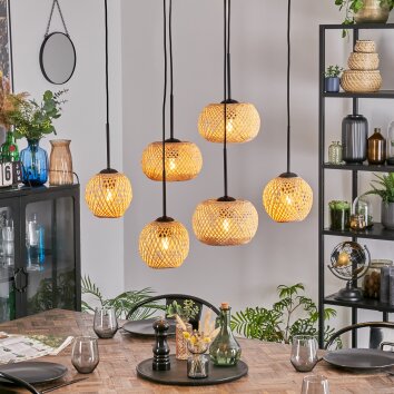 Bauro lampa wisząca, kula świetlna, lampa wisząca naturalny, 6-punktowe