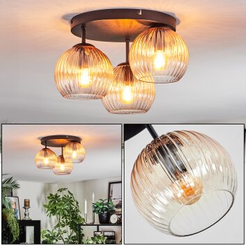 Koyoto Lampa sufitowa, Kula świetlna 30 cm W kolorze bursztynu, Przezroczysty, 3-punktowe