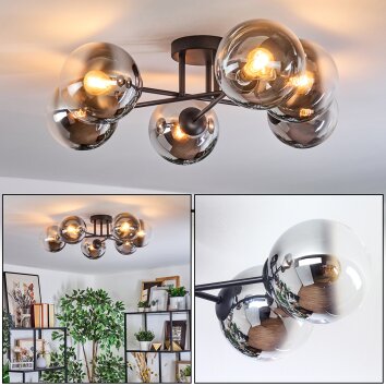Gastor lampa sufitowa, kula świetlna chrom, przezroczysty, przydymiony, 6-punktowe