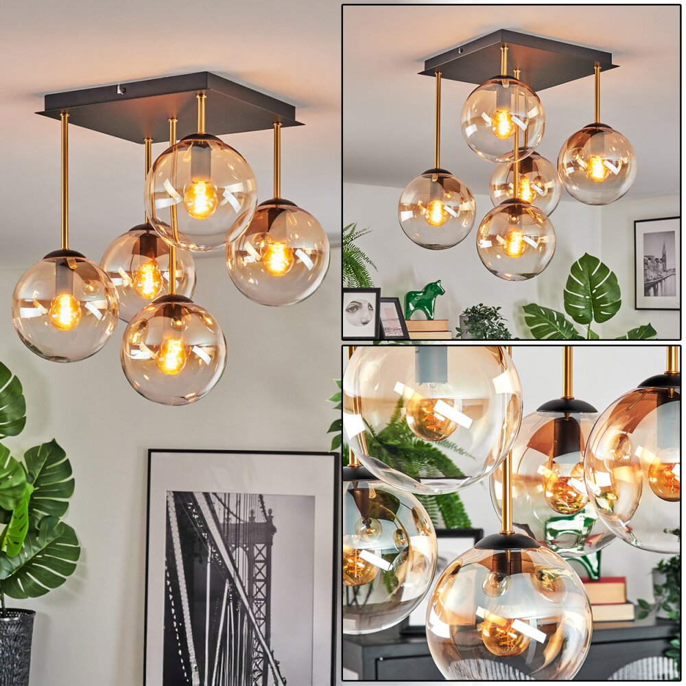 Gastor Lampa sufitowa, Kula świetlna Złoty, Czarny, 5-punktowe main product photo