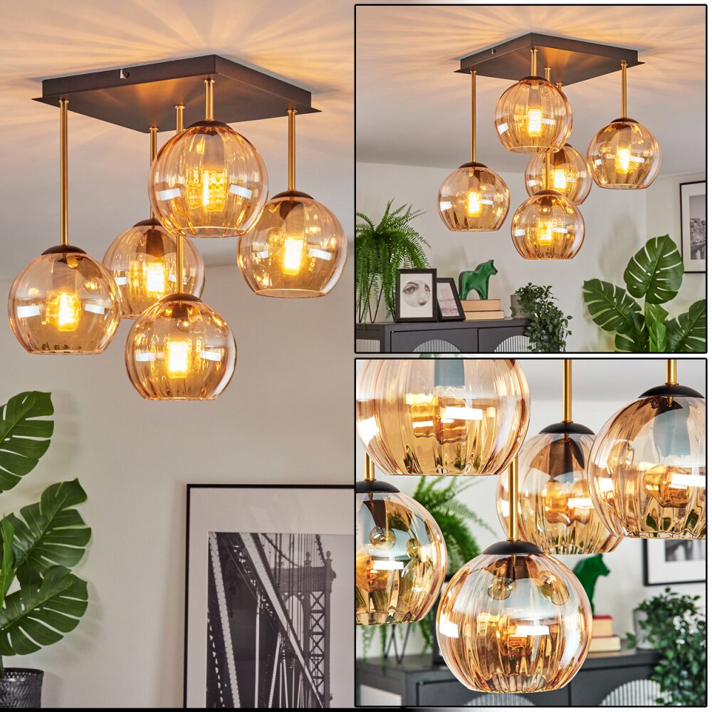Gastor Lampa sufitowa, Kula świetlna Złoty, Czarny, 5-punktowe main product photo
