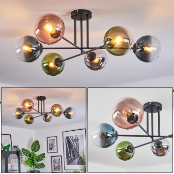 Gastor lampa sufitowa, kula świetlna 80 cm niebeieski, chrom, zielony, przezroczysty, miedziany, przydymiony, 6-punktowe