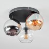 Koyoto lampa sufitowa, kula świetlna bursztynowy, chrom, przezroczysty, przydymiony, 3-punktowe