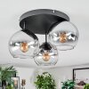 Koyoto lampa sufitowa, kula świetlna chrom, przezroczysty, przydymiony, 3-punktowe