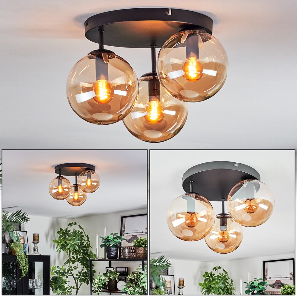 Gastor Lampa sufitowa, Kula świetlna W kolorze bursztynu, 3-punktowe main product photo