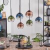 Koyoto lampa wisząca, kula świetlna, lampa wisząca niebeieski, zielony, przezroczysty, miedziany, 6-punktowe