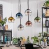Koyoto Lampa wisząca, Kula świetlna, Lampa wisząca Niebeieski, Złoty, Przezroczysty, W kolorze miedzi, Przydymiony, 6-punktowe