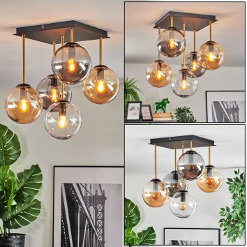 Gastor lampa sufitowa, kula świetlna złoty, czarny, 5-punktowe