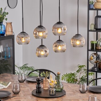 Ripoll Lampa wisząca, Kula świetlna, Lampa wisząca Przezroczysty, Przydymiony, 6-punktowe