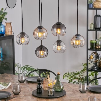 Koyoto Lampa wisząca, Kula świetlna, Lampa wisząca W kolorze bursztynu, Przezroczysty, Przydymiony, 6-punktowe
