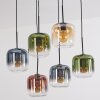 Lauden lampa wisząca, lampa wisząca bursztynowy, niebeieski, zielony, przezroczysty, miedziany, 6-punktowe