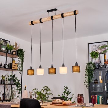 Bassagoda lampa wisząca, lampa wisząca kolory naturalne, czarny, 5-punktowe