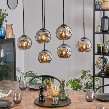 Ripoll Lampa wisząca, Kula świetlna, Lampa wisząca Chrom, Przydymiony, 6-punktowe