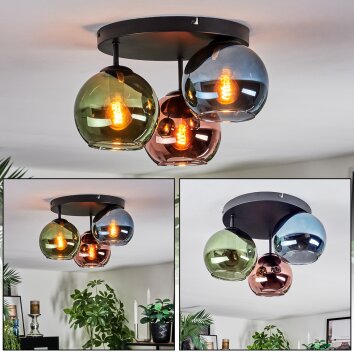 Koyoto lampa sufitowa, kula świetlna 30 cm niebeieski, zielony, miedziany, 3-punktowe