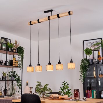 Bongal lampa wisząca, lampa wisząca kolory naturalne, czarny, 5-punktowe