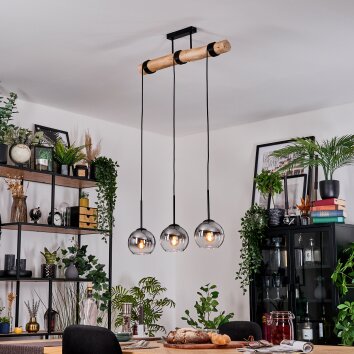 Koyoto lampa wisząca, kula świetlna, lampa wisząca kolory naturalne, czarny, 3-punktowe