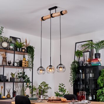 Koyoto lampa wisząca, kula świetlna, lampa wisząca kolory naturalne, czarny, 3-punktowe
