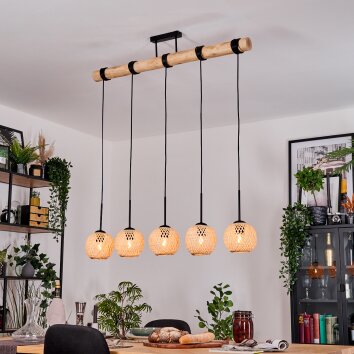 Basto lampa wisząca, lampa wisząca kolory naturalne, czarny, 5-punktowe