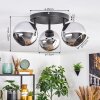 Koyoto lampa sufitowa, kula świetlna chrom, przydymiony, 3-punktowe