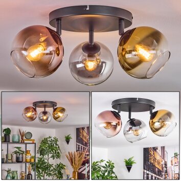 Koyoto lampa sufitowa, kula świetlna złoty, przezroczysty, miedziany, przydymiony, 3-punktowe