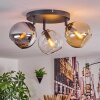 Koyoto lampa sufitowa, kula świetlna bursztynowy, chrom, przezroczysty, przydymiony, 3-punktowe