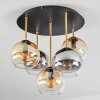 Koyoto lampa sufitowa, kula świetlna mosiądz, czarny, 5-punktowe
