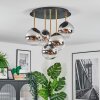 Gastor lampa sufitowa, kula świetlna mosiądz, czarny, 5-punktowe