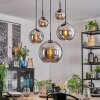 Koyoto lampa wisząca, kula świetlna, lampa wisząca chrom, przydymiony, 5-punktowe