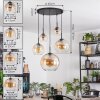 Koyoto lampa wisząca, kula świetlna, lampa wisząca bursztynowy, przezroczysty, 5-punktowe
