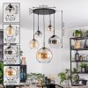 Koyoto lampa wisząca, kula świetlna, lampa wisząca bursztynowy, przezroczysty, przydymiony, 5-punktowe