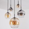 Koyoto lampa wisząca, kula świetlna, lampa wisząca bursztynowy, przezroczysty, przydymiony, 5-punktowe