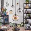 Koyoto lampa wisząca, kula świetlna, lampa wisząca bursztynowy, przezroczysty, przydymiony, 5-punktowe
