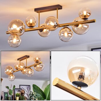 Chehalis lampa sufitowa, kula świetlna złoty, czarny, 8-punktowe