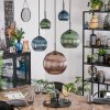 Koyoto lampa wisząca, kula świetlna, lampa wisząca niebeieski, zielony, miedziany, 5-punktowe