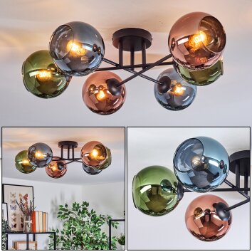 Koyoto lampa sufitowa, kula świetlna 59 cm niebeieski, zielony, miedziany, 6-punktowe