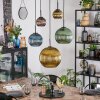 Koyoto lampa wisząca, kula świetlna, lampa wisząca niebeieski, złoty, zielony, miedziany, 5-punktowe