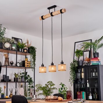 Barcos lampa wisząca, lampa wisząca kolory naturalne, czarny, 3-punktowe