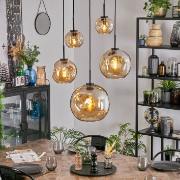 Ripoll lampa wisząca, kula świetlna, lampa wisząca bursztynowy, 5-punktowe