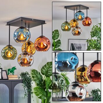 Ripoll lampa sufitowa, kula świetlna niebeieski, chrom, złoty, zielony, miedziany, przydymiony, 5-punktowe