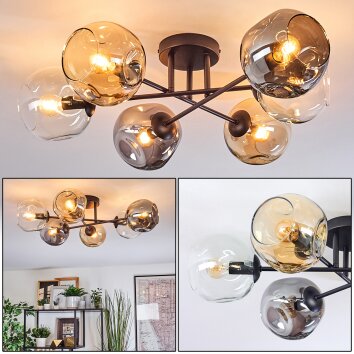 Ripoll lampa sufitowa, kula świetlna bursztynowy, przezroczysty, przydymiony, 6-punktowe