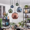 Ripoll lampa wisząca, kula świetlna, lampa wisząca niebeieski, zielony, miedziany, 5-punktowe