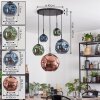 Ripoll lampa wisząca, kula świetlna, lampa wisząca niebeieski, zielony, miedziany, 5-punktowe
