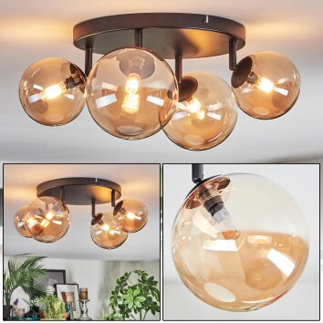 Chehalis Lampa sufitowa, Kula świetlna W kolorze bursztynu, 4-punktowe