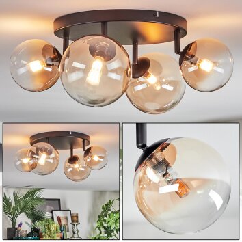 Chehalis Lampa sufitowa, Kula świetlna W kolorze bursztynu, Przezroczysty, 4-punktowe