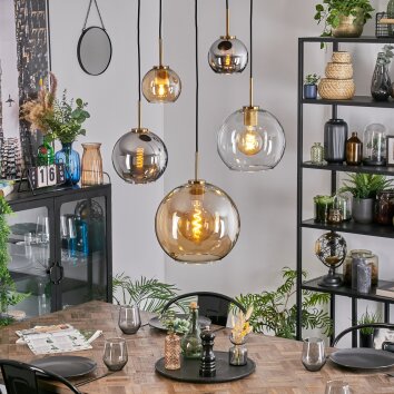 Koyoto Lampa wisząca, Kula świetlna, Lampa wisząca Złoty, Czarny, 5-punktowe