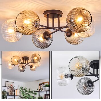 Ripoll lampa sufitowa, kula świetlna bursztynowy, przezroczysty, przydymiony, 6-punktowe